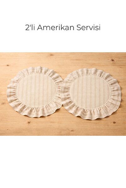 Elegancembroidery Keten Kumaş Amerikan Servisi 40 cm – Fırfırlı Yuvarlak Masa...