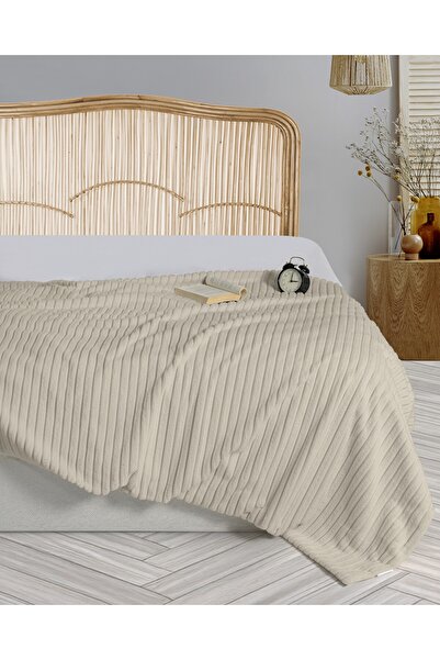Dolce Bonita Home Wellsoft Corded Fabric Blanket 150X220 Champagne - with Sleep Band Gift