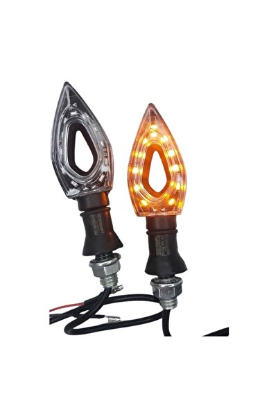 GMS EMİN MOTOR Siyah Ledli Üçgen Sinyal Takımı Sarı Işık