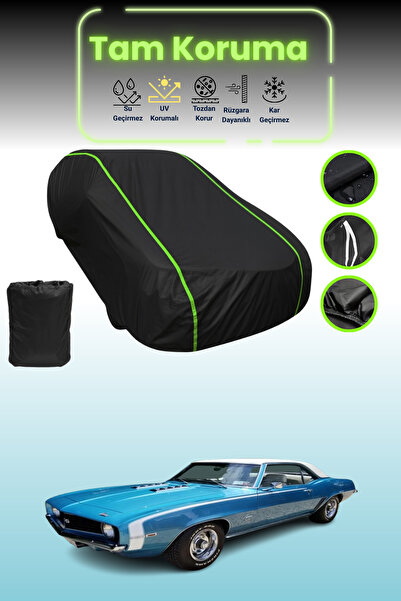 Dokaca Neo غطاء حماية للسيارة متوافق مع سيارة شيفروليه كامارو L-48 سوبر سبورت قماش مجدّل باللون الأسود النيون 1967 - 1969