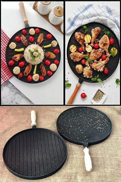 Komşu Züccaciye Cast Double Sided Pancake Flatbread Pizza / Grilled Chicken Meat Pan