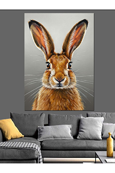 KanvasSepeti Iepure maro Pictură în ulei de înaltă calitate texturat Pânză Pâ...