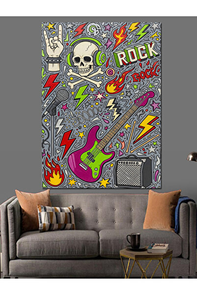 KanvasSepeti Muzică rock Pictură în ulei de înaltă calitate texturat Canvas C...