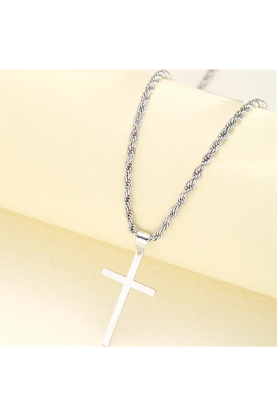 GlaMLo Accessories Rope Chain Necklace with Cross Pendant