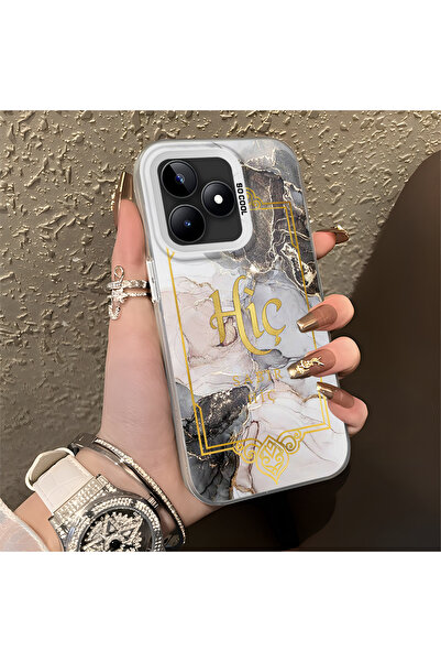 Hontinga حافظة متوافقة مع هاتف Realme C51، حافظة هاتف صلبة مضادة للسقوط، فن الخط