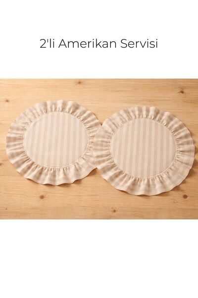 Elegancembroidery Keten Kumaş Amerikan Servisi 40 cm – Fırfırlı Yuvarlak Masa...