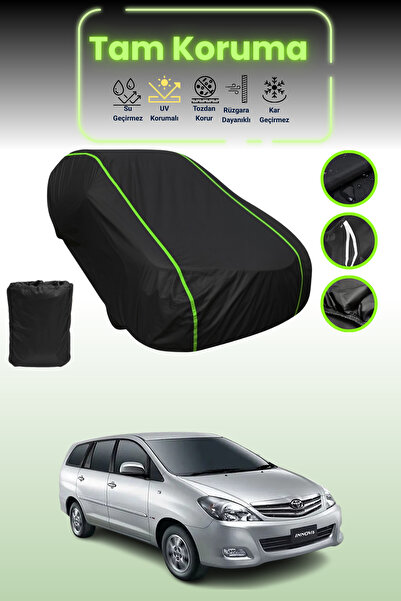 Dokaca Neo غطاء حماية للسيارة من القماش الأسود اللامع قماش مجدّل تويوتا إنوفا 1 متوافق مع غطاء حماية السيارة من القماش