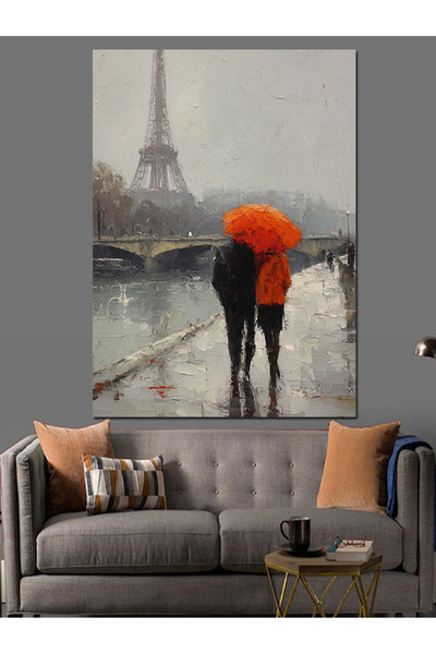 KanvasSepeti Turnul Eiffel Pictură în ulei de înaltă calitate texturat Canvas...