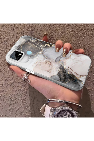 Hontinga حافظة هاتف متوافقة مع هاتف Realme C21، حماية للكاميرا، ظهر صلب، نسيج...