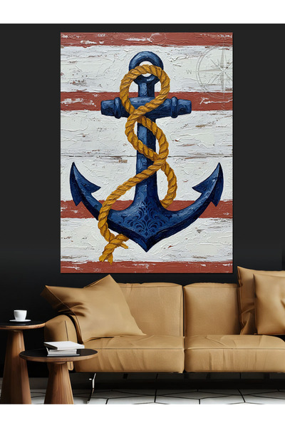 KanvasSepeti Blue Anchor Wood Vopsea în ulei de înaltă calitate texturat Canv...