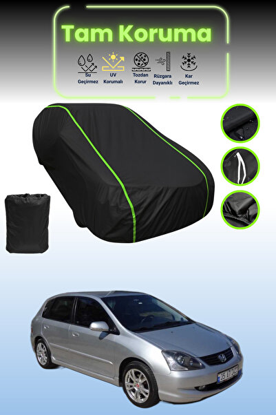 Dokaca Neo غطاء حماية للسيارة متوافق مع سيارة هوندا سيفيك قماش مجدّل هاتشباك 5d باللون الأسود النيون