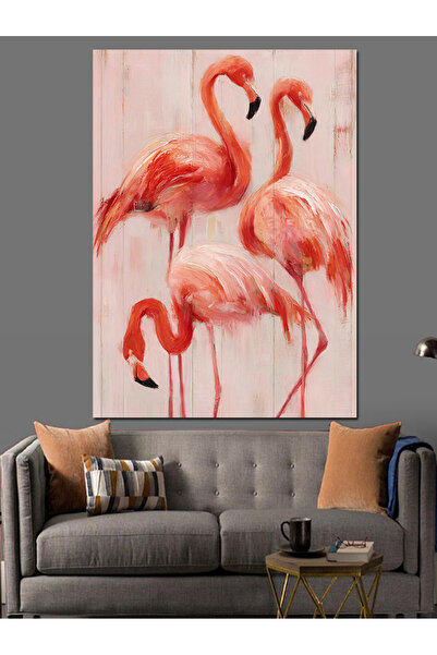 KanvasSepeti Flamingos Pink Pictură în ulei de înaltă calitate texturat Pânză...