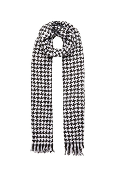 Billy Börg Siyah Beyaz Yumuşak Dokulu Kazayağı Desenli Atkı - Şal