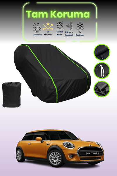 Dokaca Neo غطاء حماية للسيارة باللون الأسود النيون قماش مجدّل ميني كوبر هاتش 5 أبواب 2014 - 2018 متوافق مع غطاء حماية السيارة