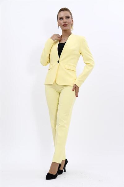 ÖNDER ÖZSOY Single Button Classic Jacket & Slim Fit Trousers-Yellow