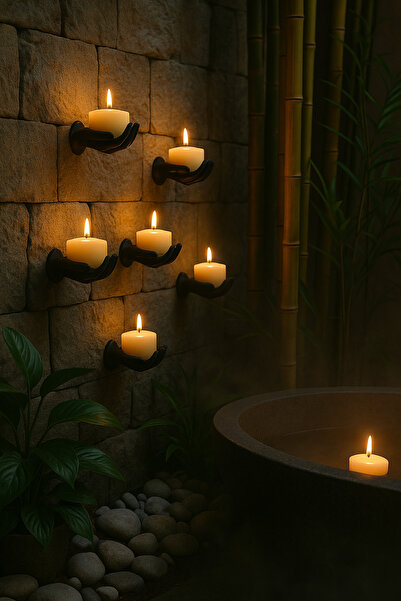 TECHTACT 5’li El Figürlü Duvar Elektronik Mumluk Seti, Dekoratif Mumluk, Mum ...