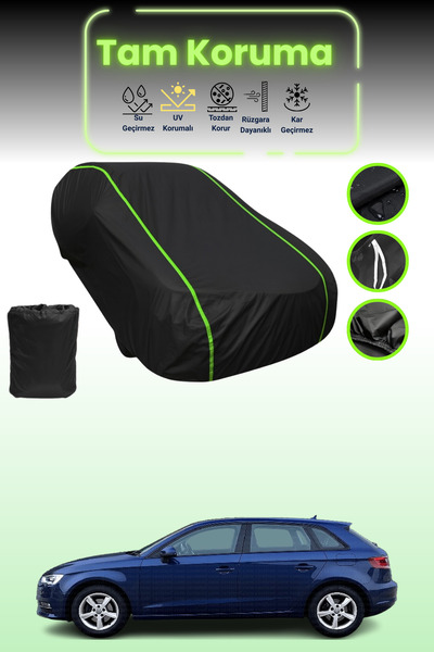 Dokaca Neo غطاء حماية للسيارة متوافق مع سيارة أودي A3 سبورت باك (5 أبواب) 2012 - 2021 باللون الأسود النيون قماش مجدّل