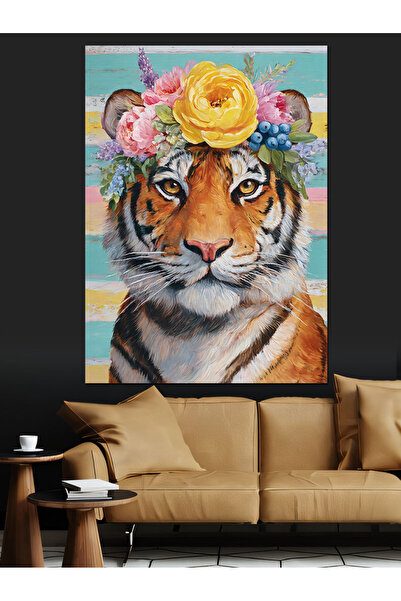 KanvasSepeti Floral Tiger Pictură în ulei de înaltă calitate texturat Canvas ...