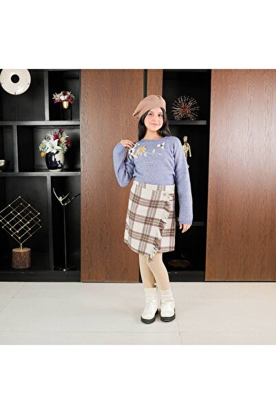 Mamnon تنورة كاروهات بيج بني