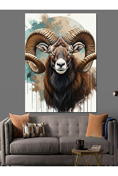KanvasSepeti Taurul cornut Pictură în ulei de înaltă calitate texturat Pânză ...