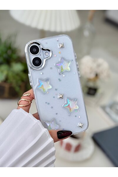 Go Aksesuar جراب سيليكون مرن متوافق مع هاتف آيفون 16 بتصميم ميني ستار مع لعبة