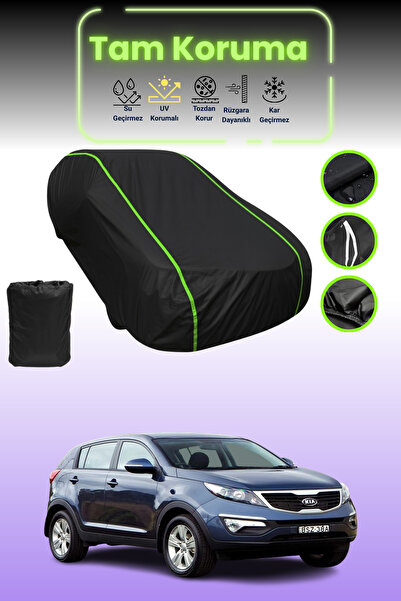 Dokaca Neo غطاء حماية للسيارة من القماش الأسود اللامع قماش مجدّل كيا سبورتاج 2010 - 2013 متوافق مع غطاء حماية السيارة من القماش الأسود اللامع