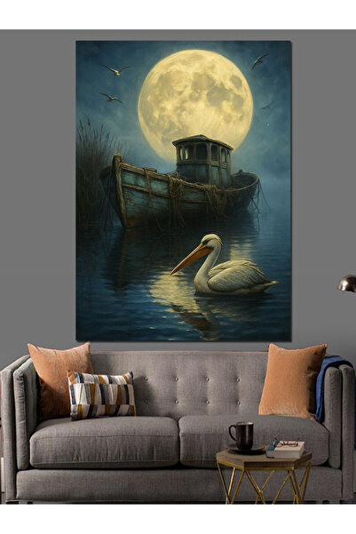 KanvasSepeti Pictură în ulei de înaltă calitate la lună plină texturat Canvas...