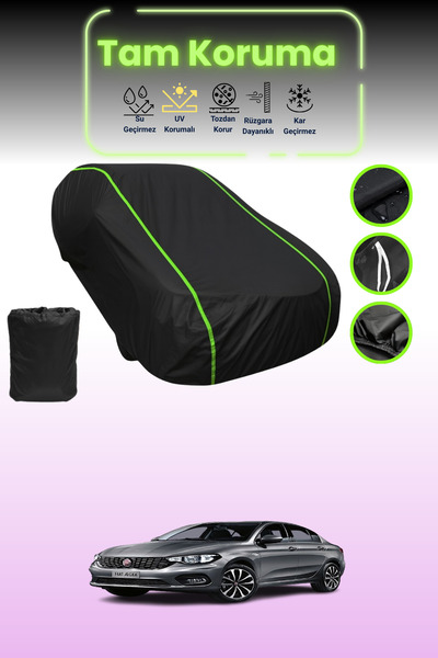 Dokaca Neo غطاء حماية للسيارة باللون الأسود النيون قماش مجدّل متوافق مع فيات ...