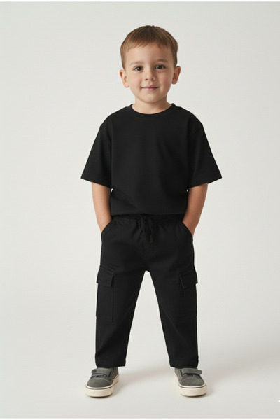 rois بنطلون أسود قطني للأطفال الرضع