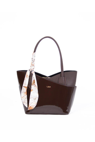 Tuğba Geantă de umăr cu detaliu eșarfă pentru femei, curea de umăr reglabilă T4912