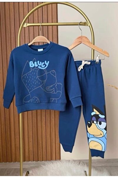 LUCCO Erkek çocuk pamuklu lacivert blueyli eşofman takımı