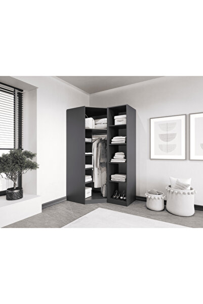 CANBAZ FURNİTURE Esla modüllü 2 cam kapaklı köşe %100 MDF (KURULUM DAHİL)