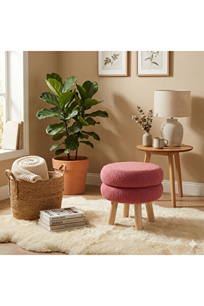 casa rosa Luxury faux fur vanity chair with wooden legs, versatile for living room and bedroom decor.