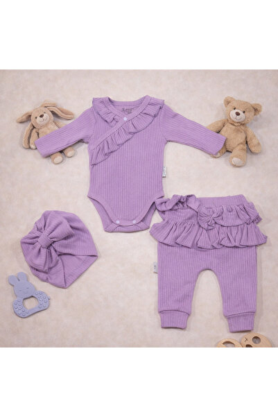 tinitins Yaka Detaylı Bone Şapkalı Bebek Takımı