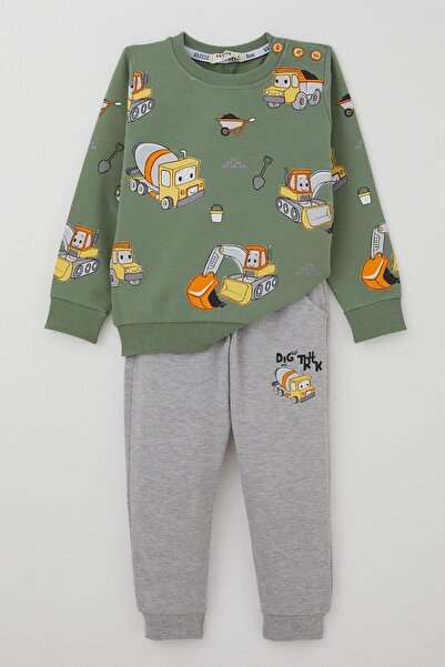 Breeze Σετ αθλητικής φόρμας για αγόρια Little Operator Hardworking Work Machines 1-4 ετών, πράσινο μέντας