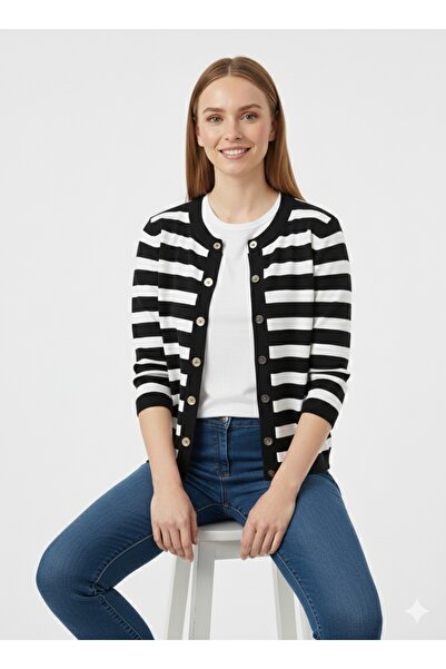 ModaPlaza Women's Short Striped Cardigan 3263