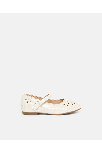 REDTAG Girls Cream Laser Cut Ballerina