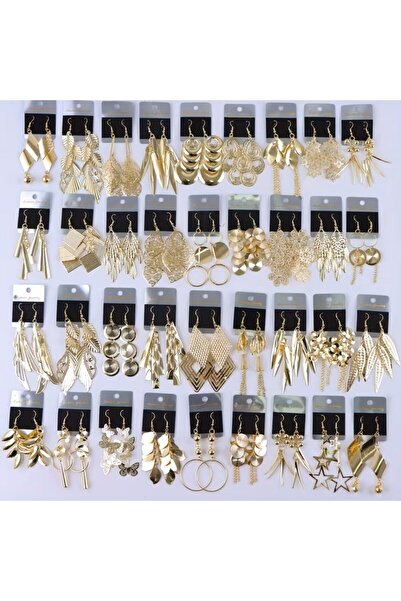 Ç.S.MYSTERY Karışık Desenli Gold Küpe -Rastgele 1 çift gönderilmektedir