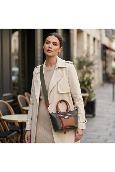 Nas Bag Γυναικεία μίνι τσάντα χειρός και τσάντα αγγελιοφόρου Khaki Taba Brown Victoria