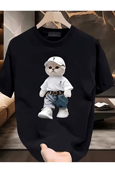 LELVANİ تي شيرت لطيف على شكل قطة مطبوع