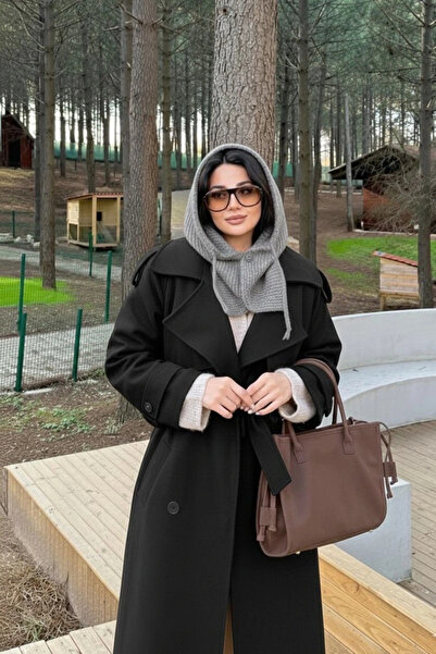 Eka Tricotaj gri pentru femei, balaklava cu nasturi 594-14800