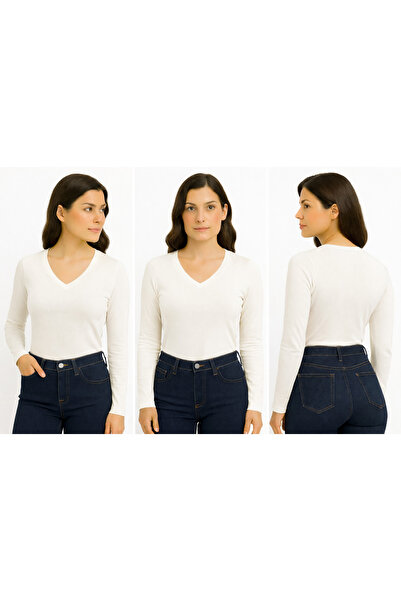 ingegno body dugi rukav V-izrez Viskoza Pleteno tkanina žensko body