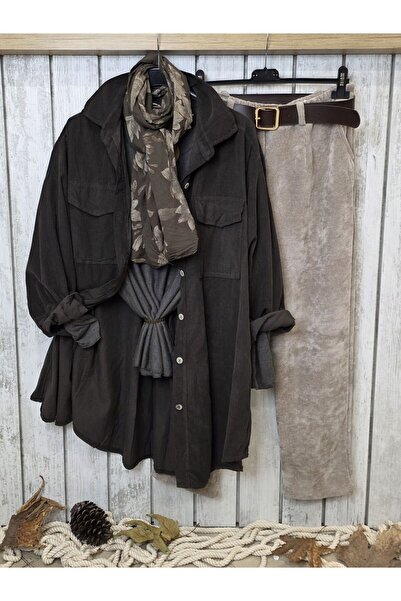 pudubutik Belted Velvet Trousers Beige