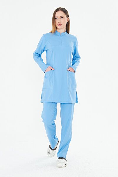 TIPMOD Koyu Mavi Tunik Tesettür Takım Hemşire Forması ( Yönetmenliğe Uygun Ha...