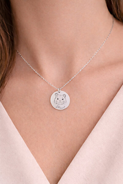 Soleildor Köpek, Kedi Fotoğrafı ve İsimli Gümüş Kolye