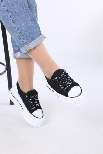 AĞCA AYAKKABI Women's High Sole Lace-Up Comfortable Sports Shoes Casual Sneakers