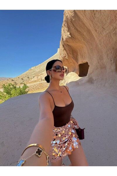 cemo Büyük Payet Detaylı Mini Etek