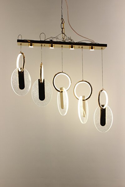 GN GEN AYDINLATMA Lüks Gold Halka Simli Disk Tasarım 5'li Sıralı Serisi 3 Ren...