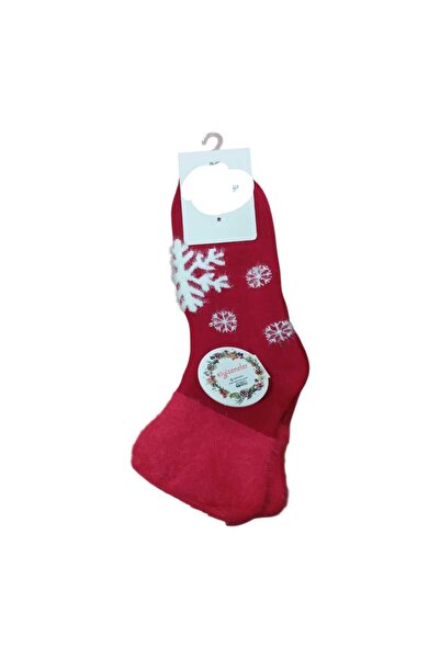 birsen içgiyim Snow Themed Red Towel Socks