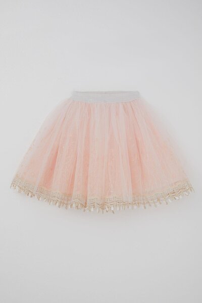 MONİTA Girl's Tutu Skirt with Delicate Bud Embroidery and Glitter, Ages 1.5-9...